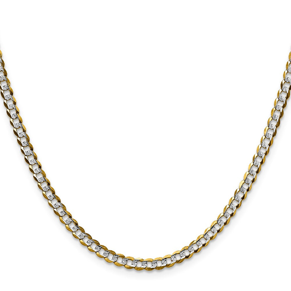 14k 3.7mm Lightweight Pavé Flat Cuban Chain