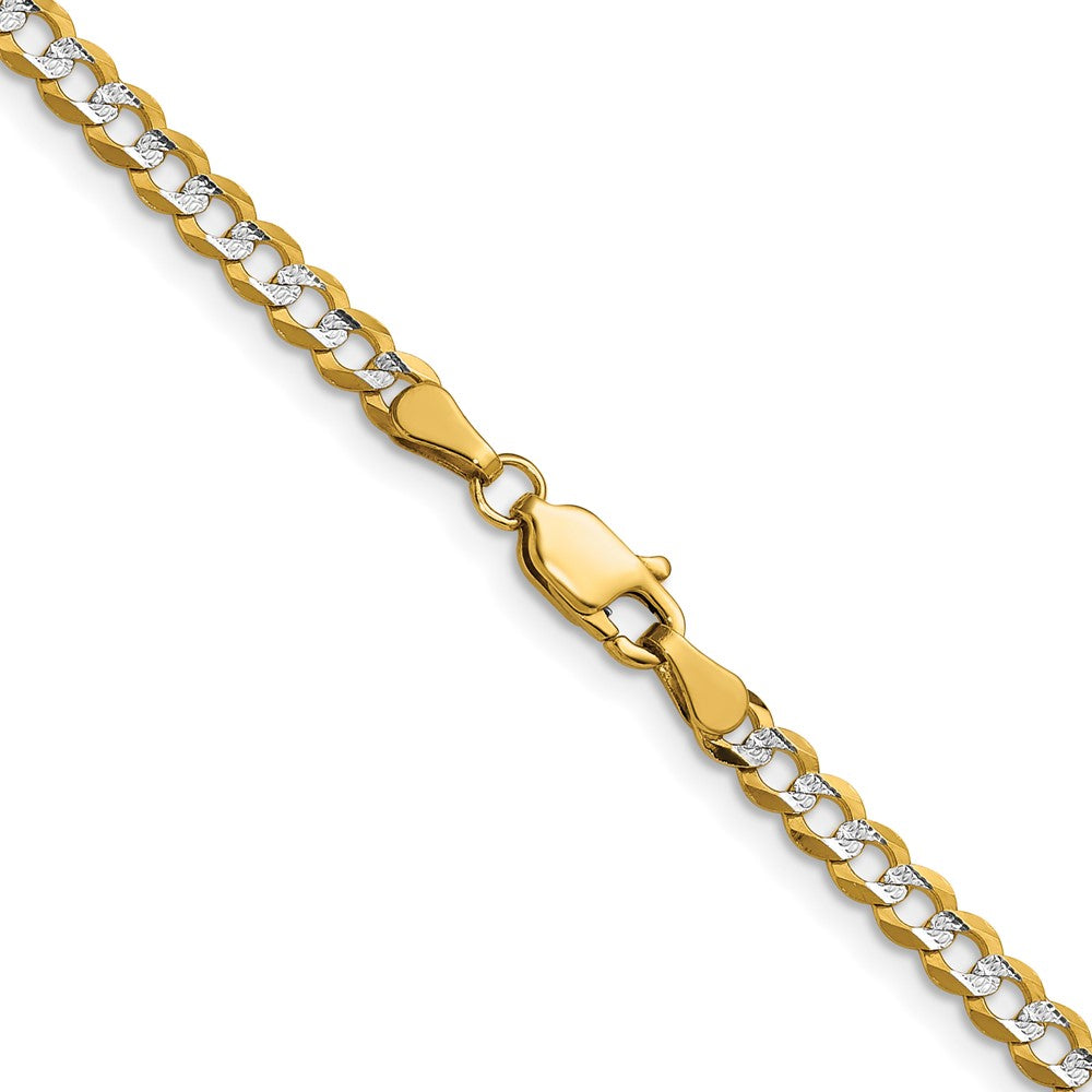 14k 3.7mm Lightweight Pavé Flat Cuban Chain