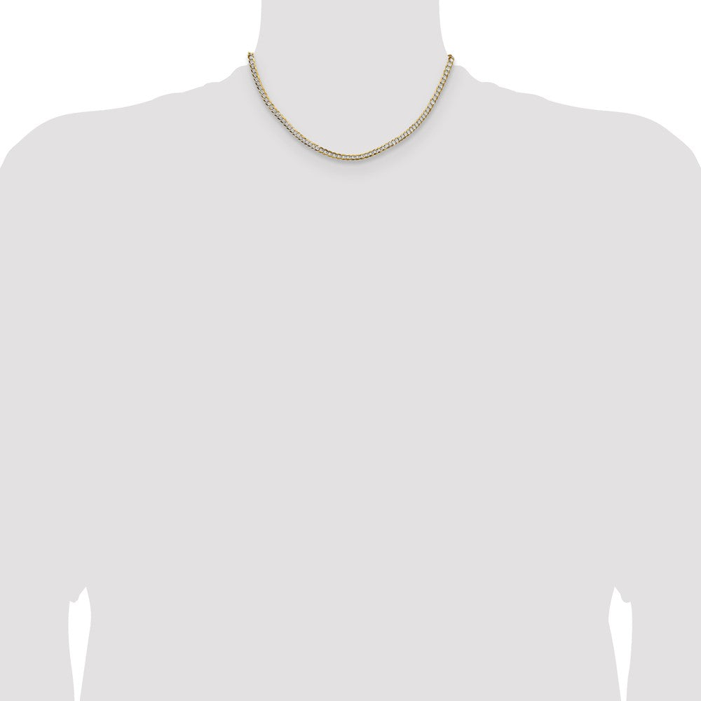 14k 3.7mm Lightweight Pavé Flat Cuban Chain