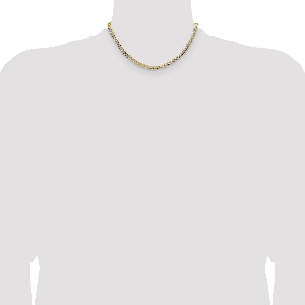 14k 4.7mm Lightweight Pavé Flat Cuban Chain