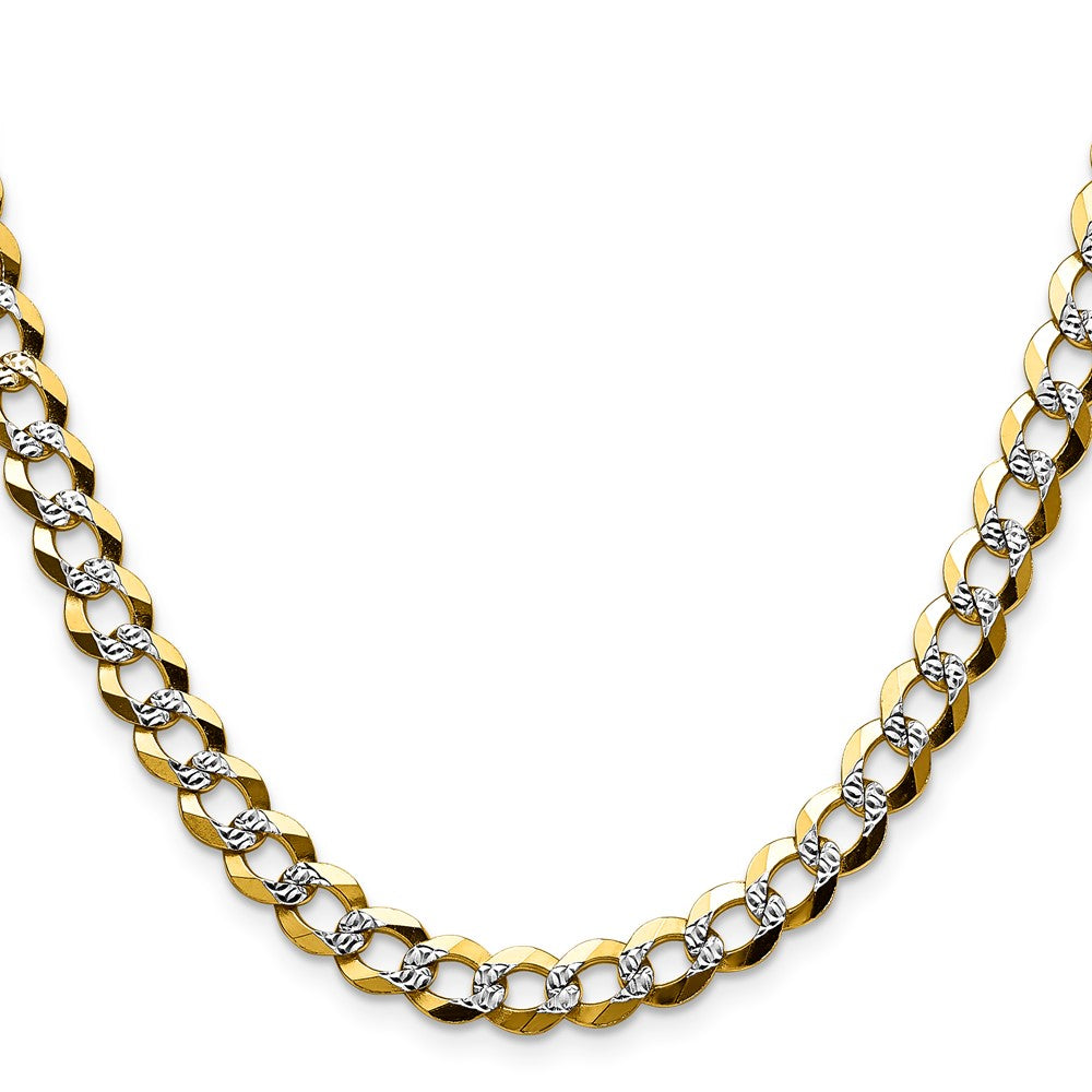 14k 7.2mm Lightweight Pavé Flat Cuban Chain