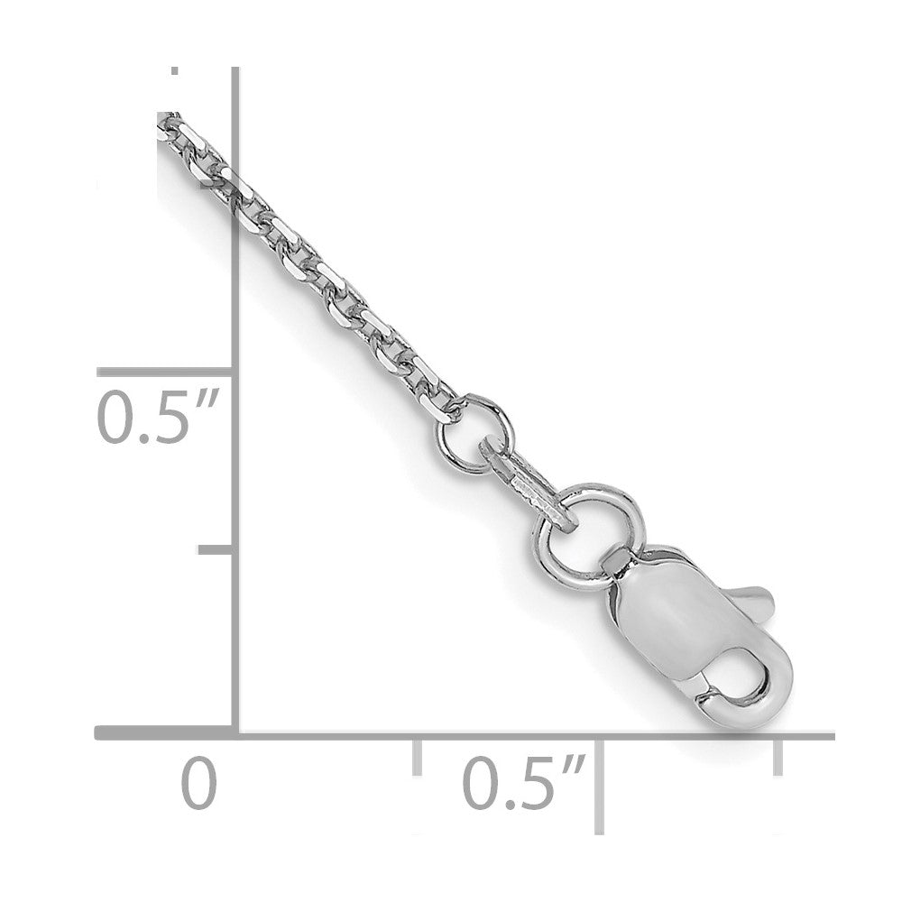 14k White Gold 1.4mm D/C Round Open Link Cable Chain