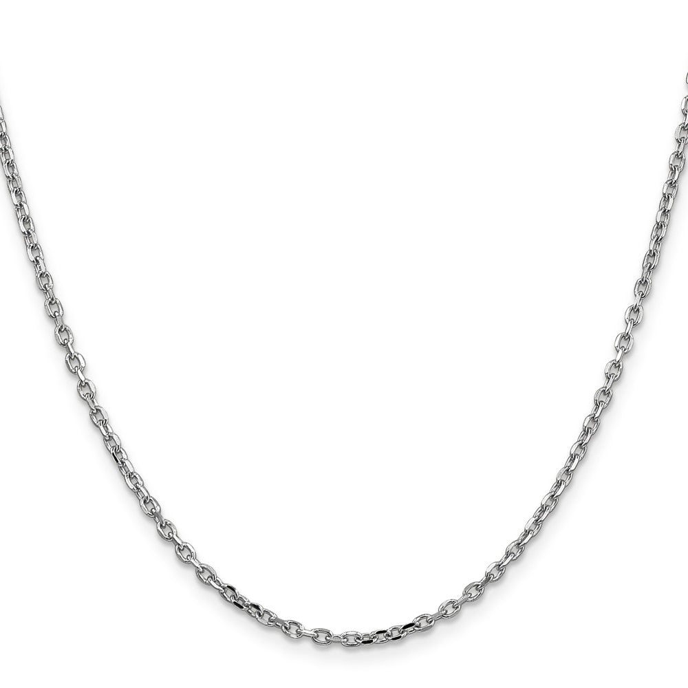 14k White Gold 2.2mm D/C Round Open Link Cable Chain