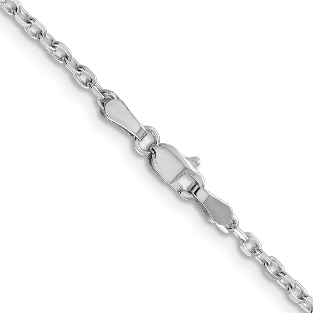 14k White Gold 2.2mm D/C Round Open Link Cable Chain