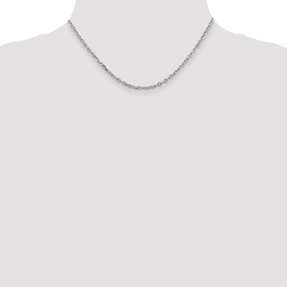 14k White Gold 3mm D/C Round Open Link Cable Chain