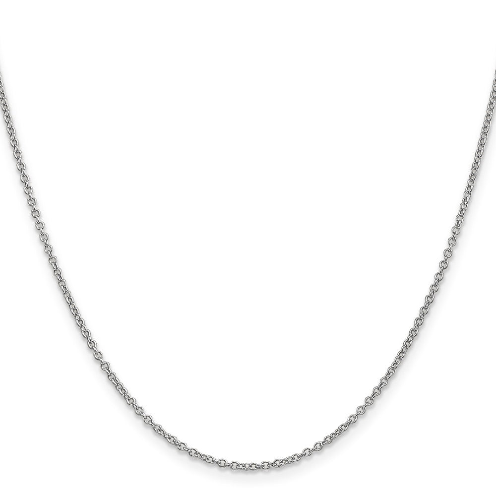 14k White Gold 1.4mm Round Open Wide Link Cable Chain