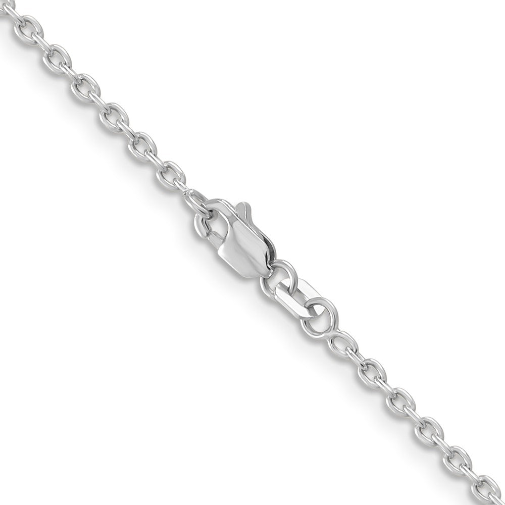 14k White Gold 2mm Round Open Link Cable Chain
