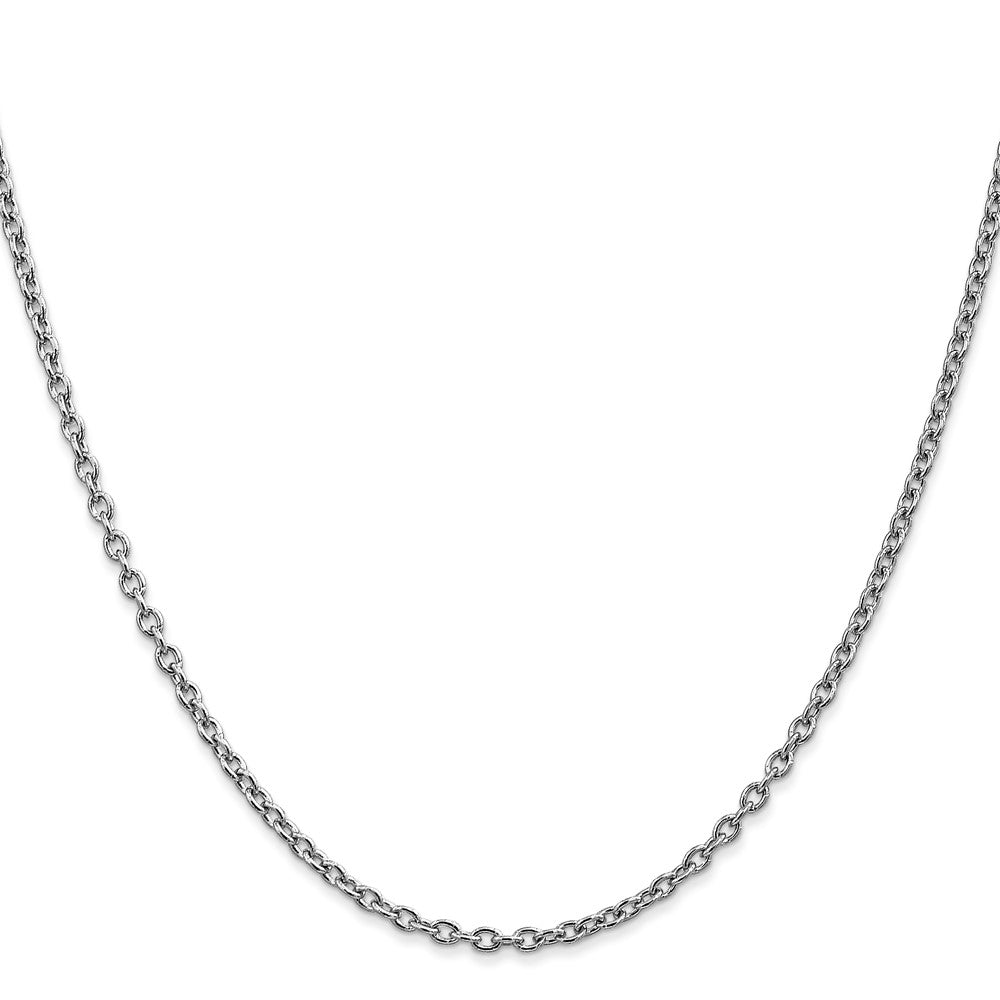 14k White Gold 2.4mm Round Open Link Cable Chain