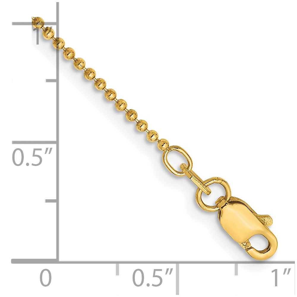 14k 1.2mm D/C Beaded Pendant Chain
