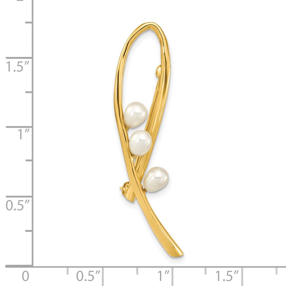 14K 4-5mm Teardrop White FWC Pearl Brooch