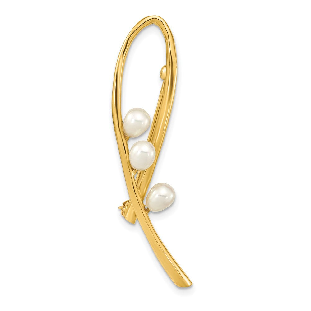 14K 4-5mm Teardrop White FWC Pearl Brooch