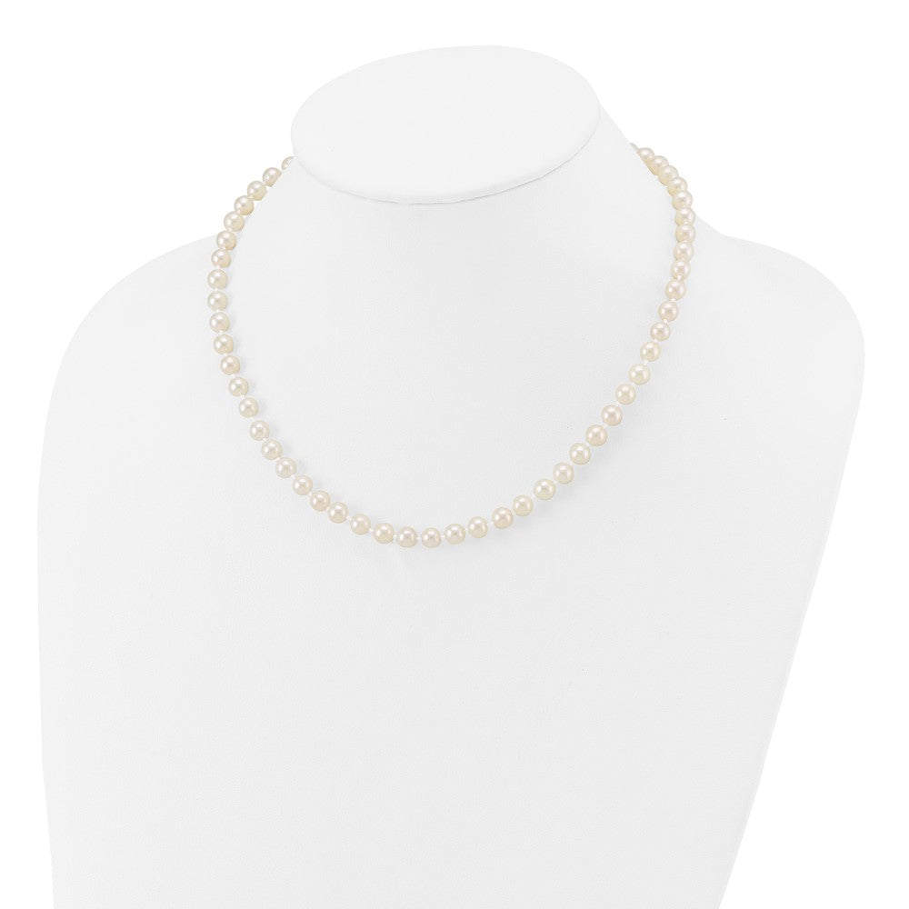 14k 5-6mm Round White Saltwater Akoya Cultured Pearl Necklace