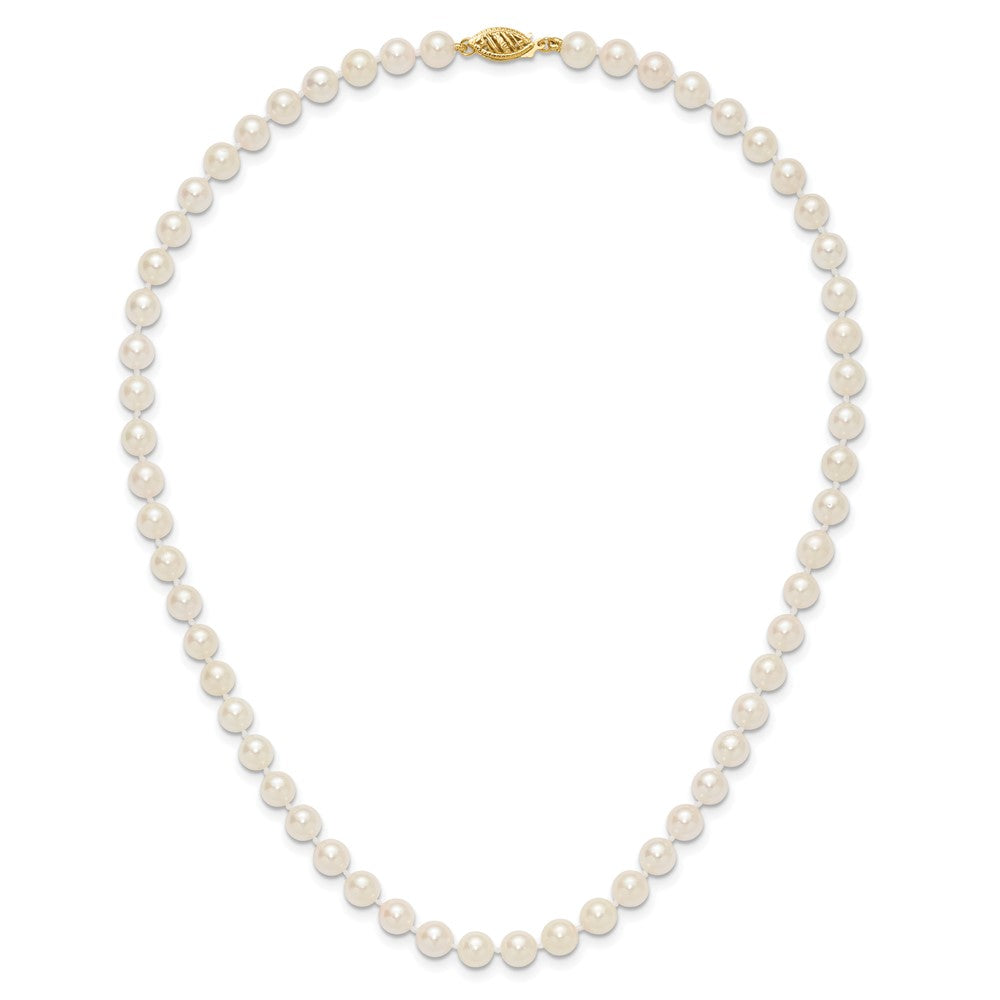 14k 6-7mm Round White Saltwater Akoya Cultured Pearl Necklace