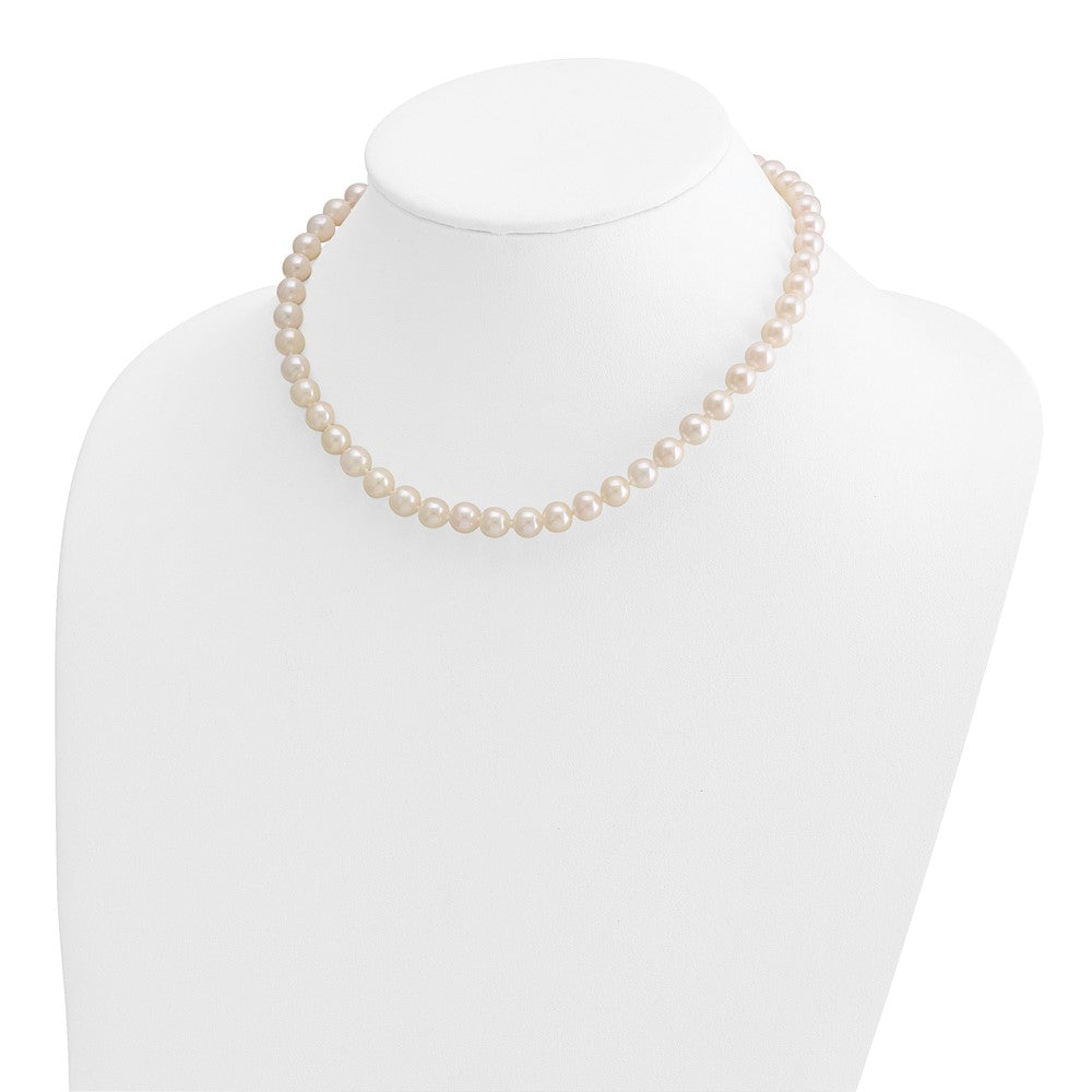 14k 7-8mm Round White Saltwater Akoya Cultured Pearl Necklace