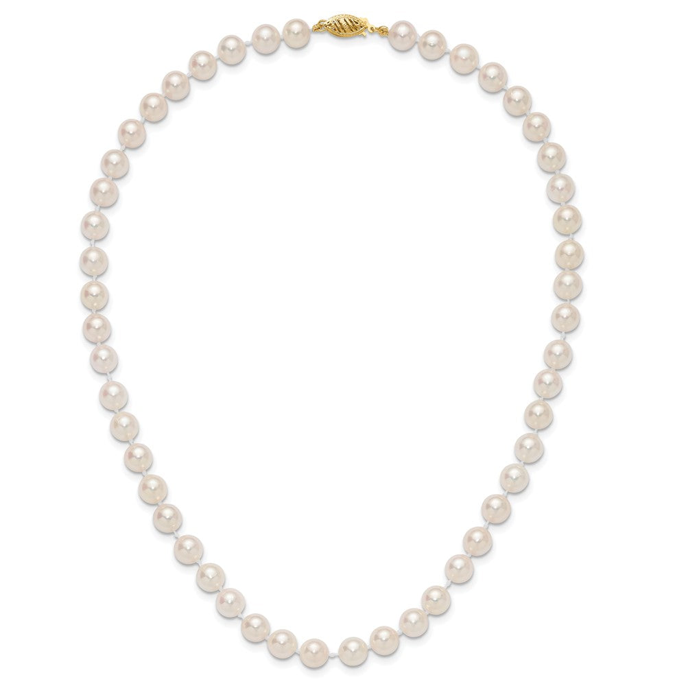 14k 7-8mm Round White Saltwater Akoya Cultured Pearl Necklace