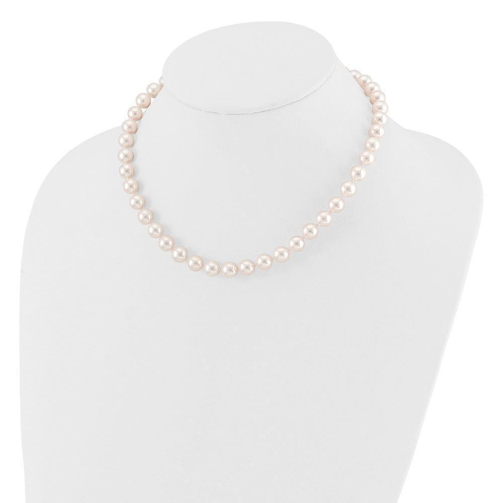 14k 8-9mm Round White Saltwater Akoya Cultured Pearl Necklace