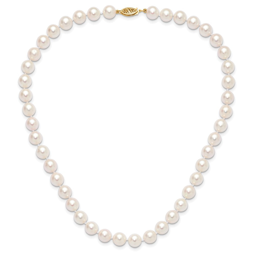 14k 8-9mm Round White Saltwater Akoya Cultured Pearl Necklace