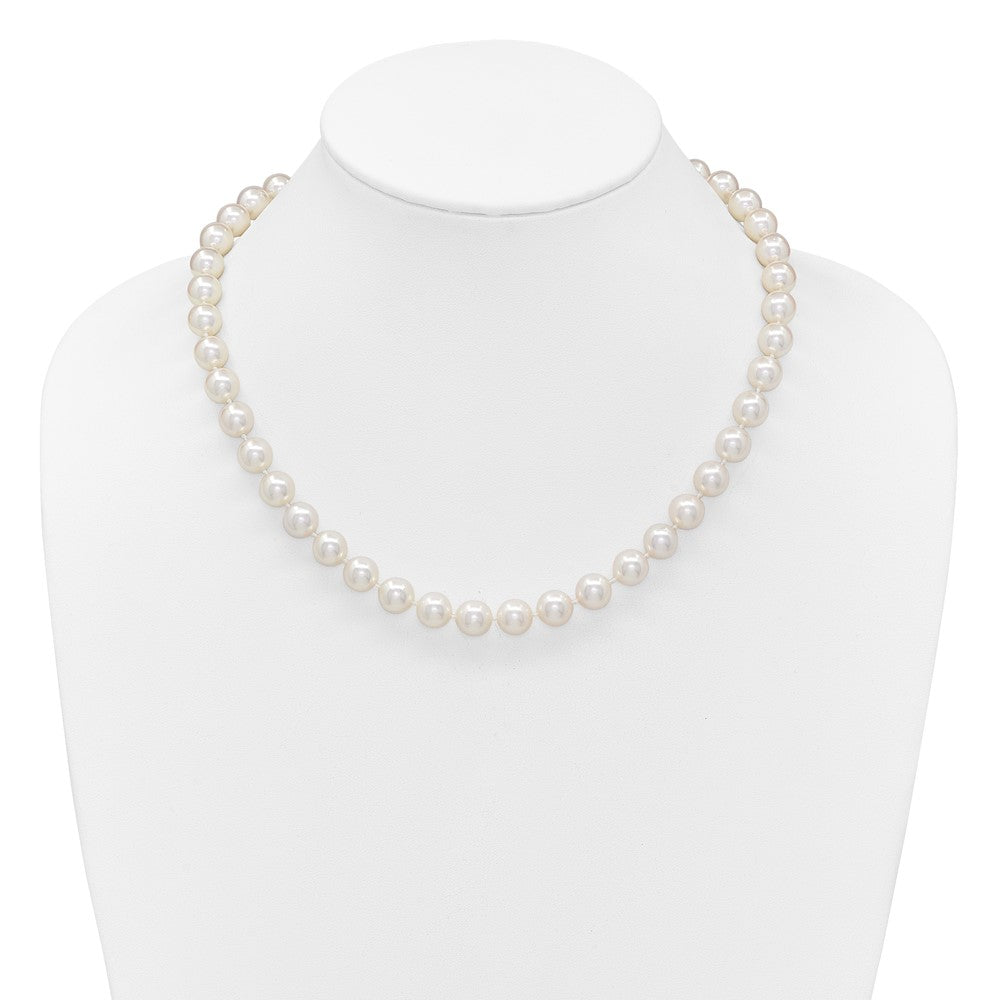 14k 9-10mm White Rnd Akoya Saltwater Cultured Pearl Necklace