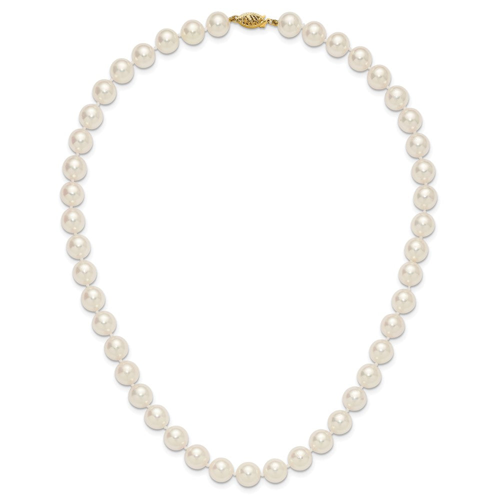 14k 9-10mm White Rnd Akoya Saltwater Cultured Pearl Necklace