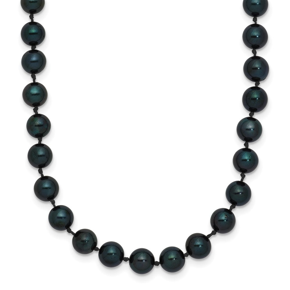 14k White Gold 5-6mm Round Black Saltwater Akoya Cultured Pearl Necklace