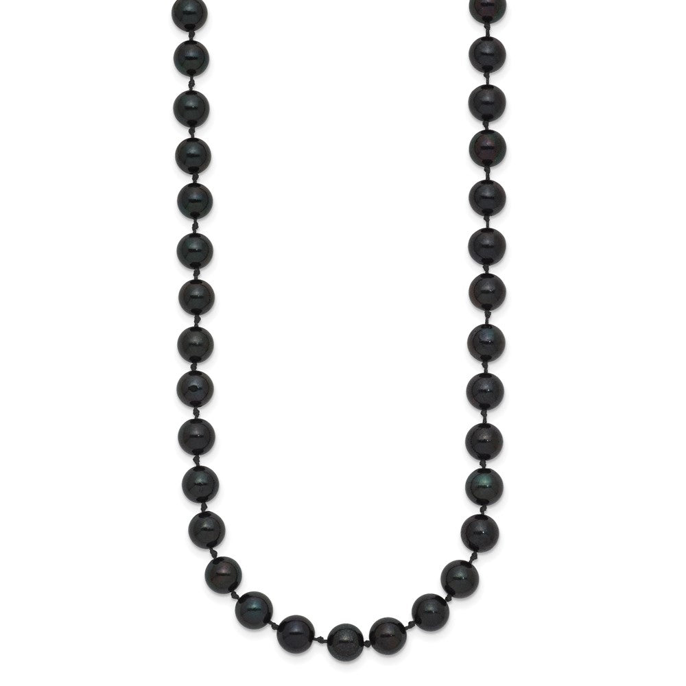 14k White Gold 6-7mm Round Black Saltwater Akoya Cultured Pearl Necklace
