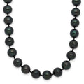 14k White Gold 7-8mm Round Black Saltwater Akoya Cultured Pearl Necklace