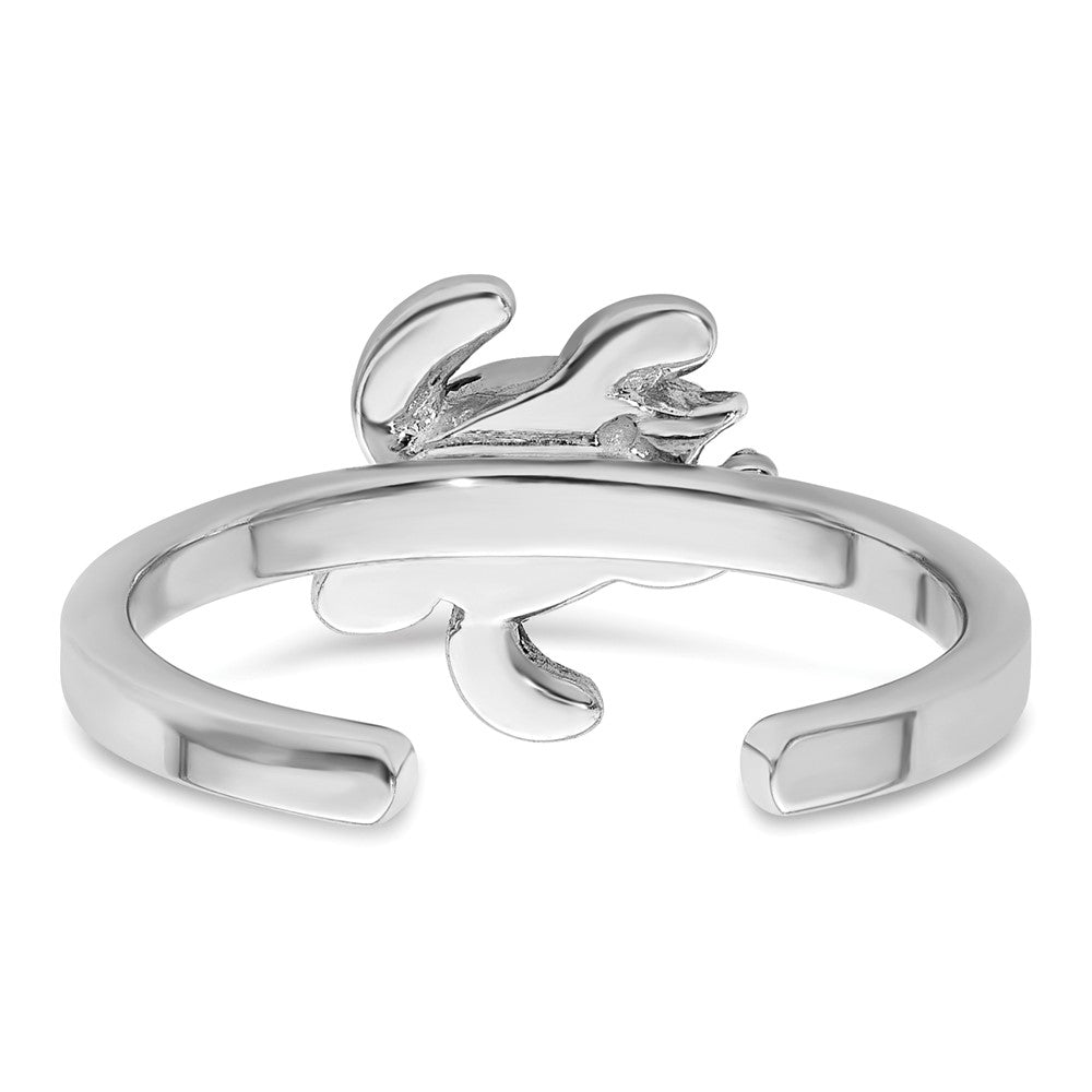 Sterling Silver Rh-plated Antiqued Adjustable Turtle Crystal Inlay Ring