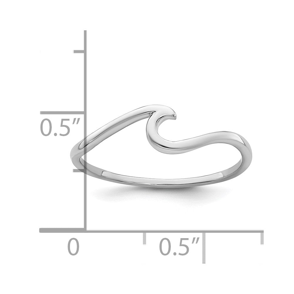 Sterling Silver Rhodium-Plated Polished Wave Ring