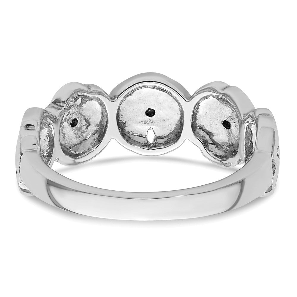 Sterling Silver Rhodium-plated Polished Blue Crystal 5 Sand Dollar Ring