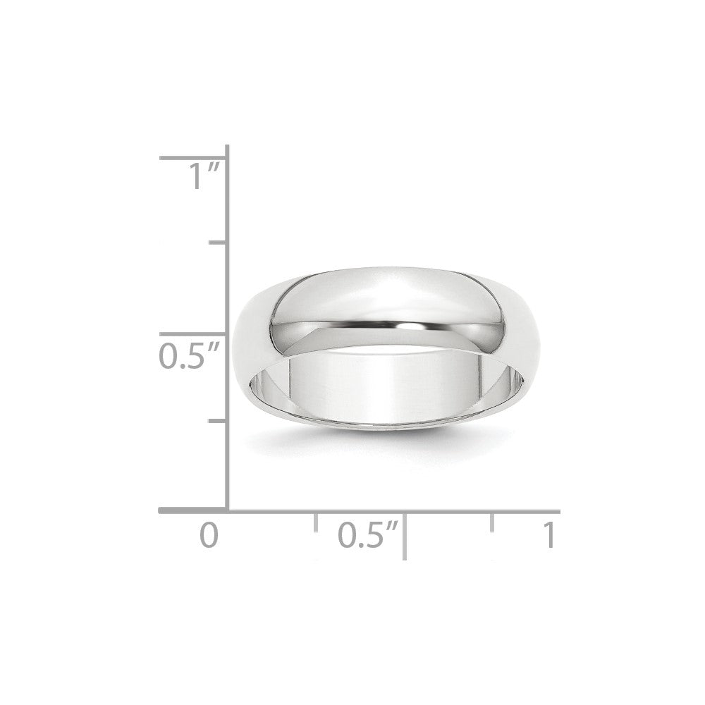 Platinum 6mm Half-Round Featherweight Band