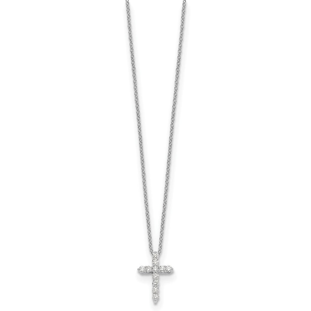 10k White Gold Diamond Cross Necklace