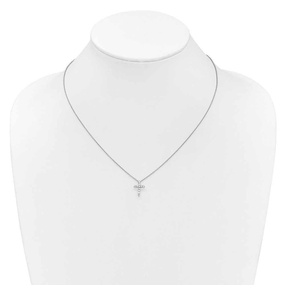10k White Gold Diamond Cross Necklace