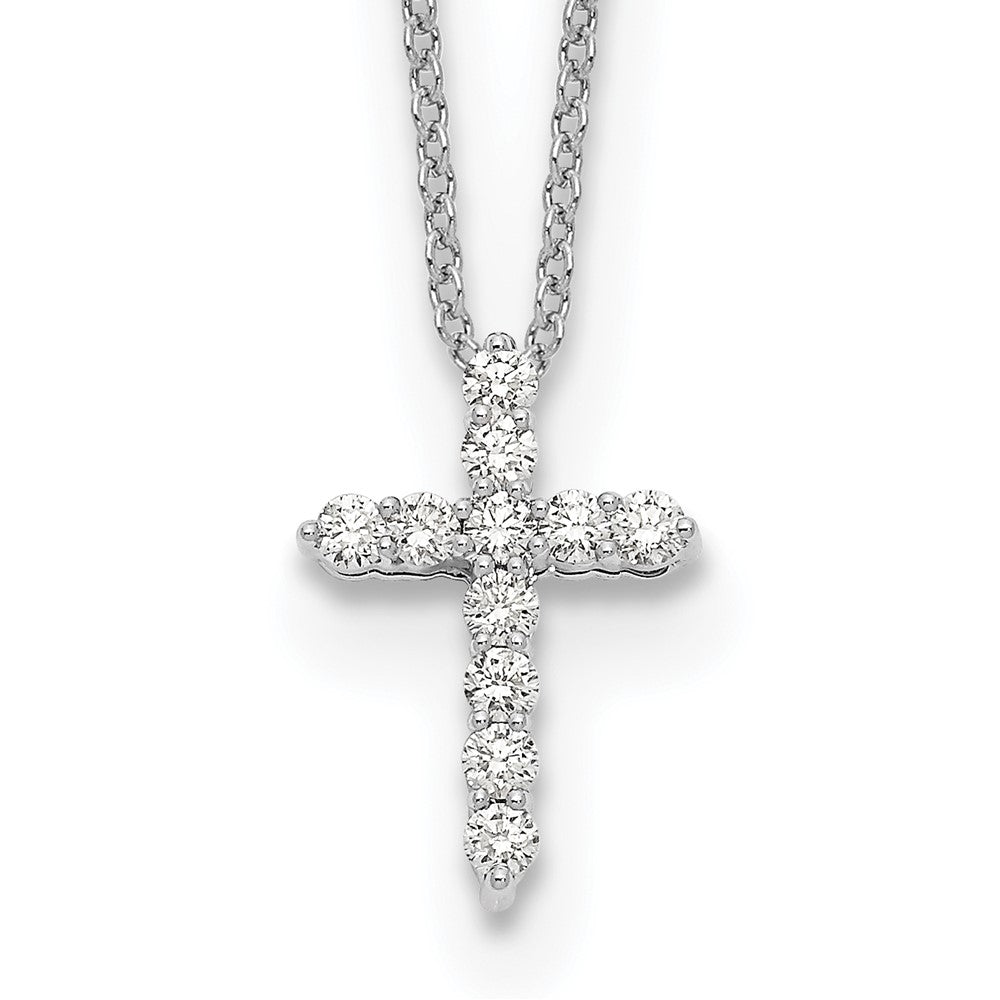 10k White Gold Diamond Cross Necklace