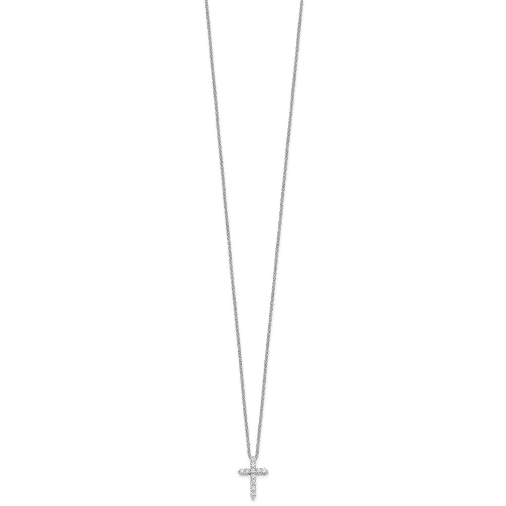 14k White Gold Diamond Cross Necklace