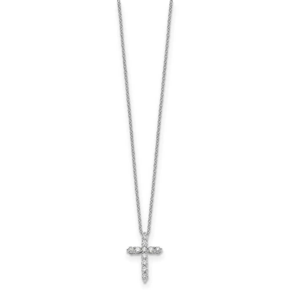 10k White Gold Diamond Cross Necklace