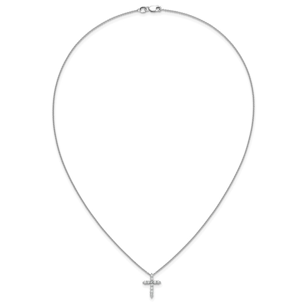 10k White Gold Diamond Cross Necklace