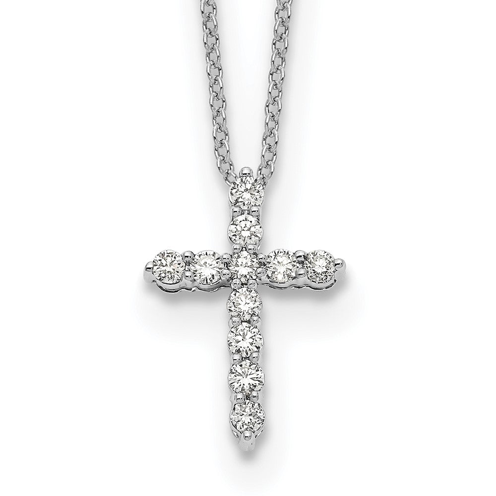 10k White Gold Diamond Cross Necklace