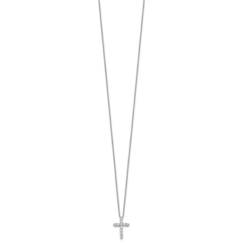 14k White Gold Diamond Cross Necklace
