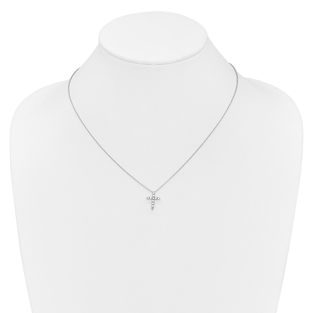 14k White Gold Diamond Cross Necklace