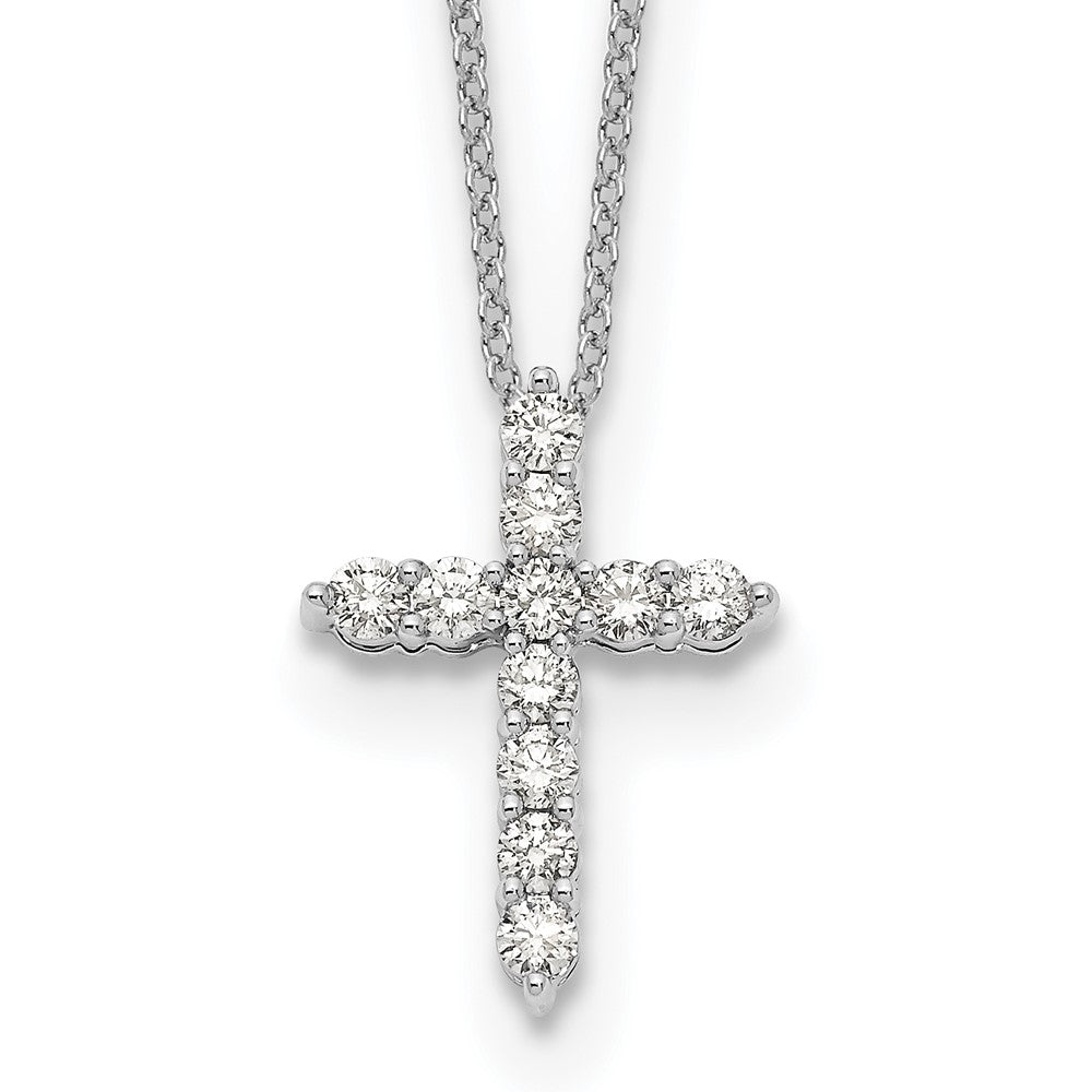 10k White Gold Diamond Cross Necklace