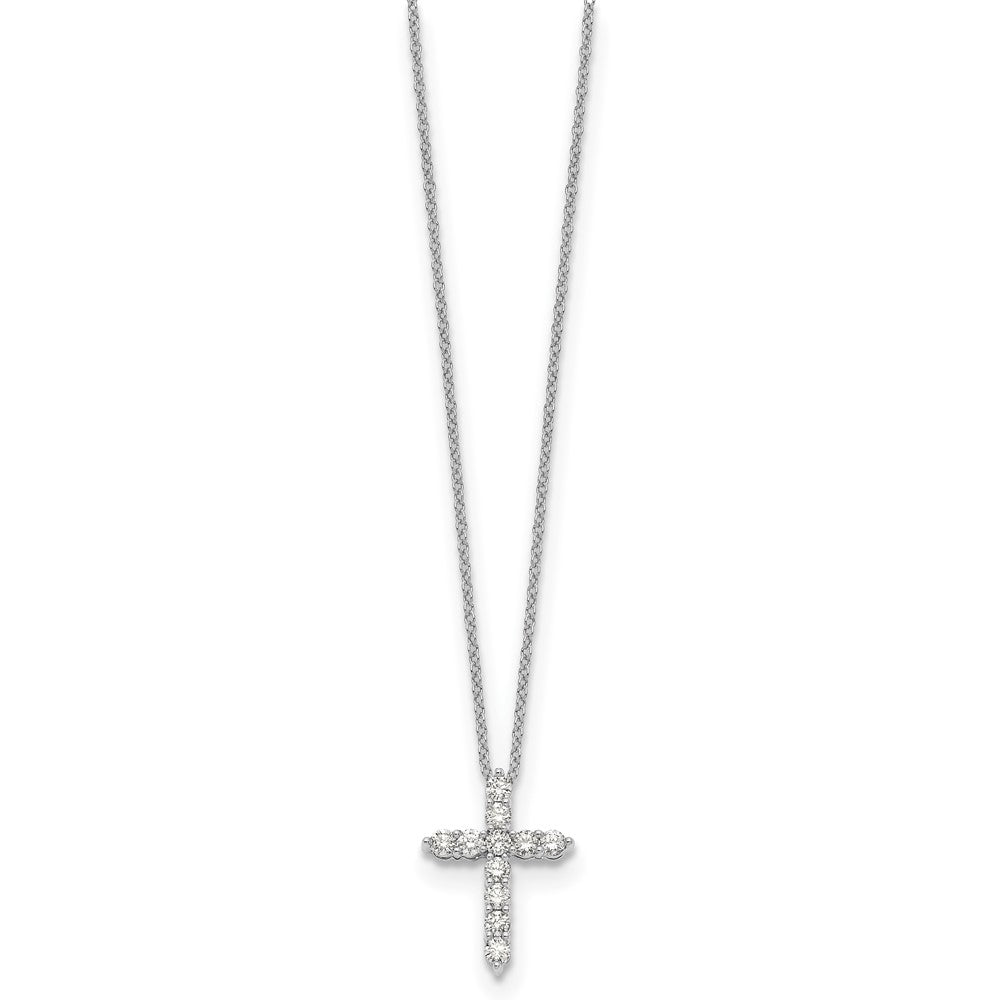 14k White Gold Diamond Cross Necklace