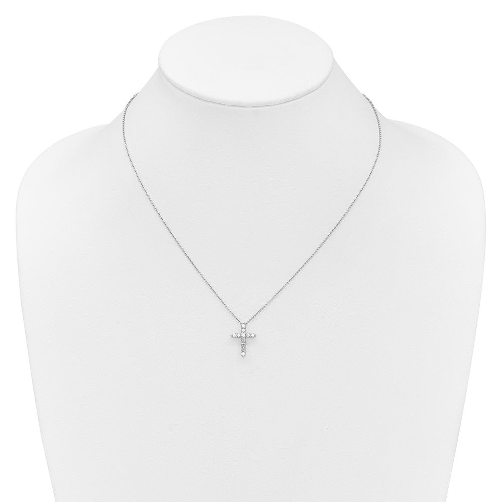 14k White Gold Diamond Cross Necklace