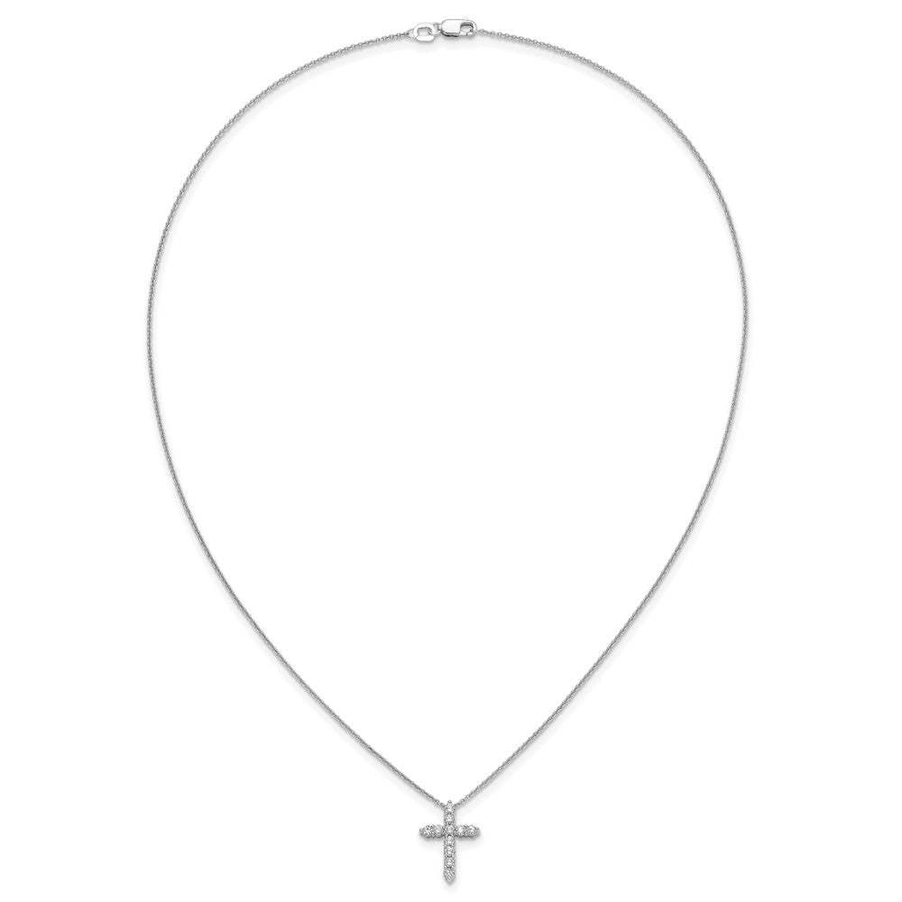 14k White Gold Diamond Cross Necklace
