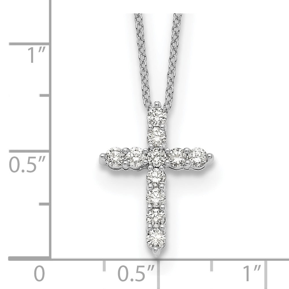 14k White Gold Diamond Cross Necklace