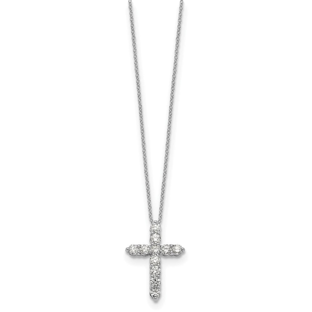 14k White Gold Diamond Cross Necklace