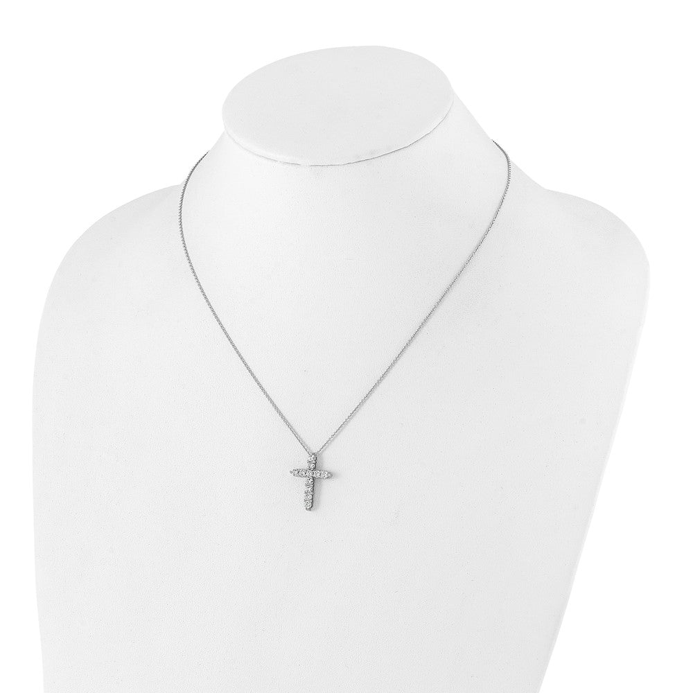 14k White Gold Diamond Cross Necklace