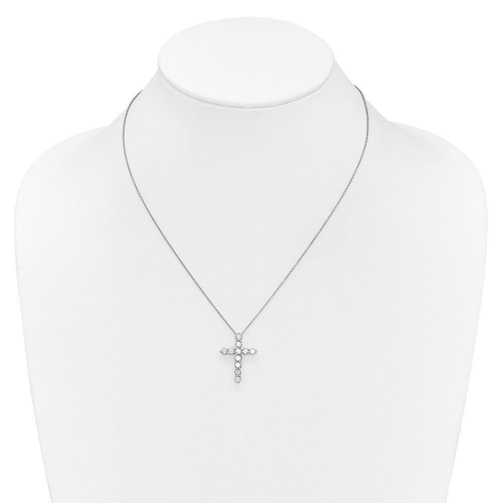 14k White Gold Diamond Cross Necklace