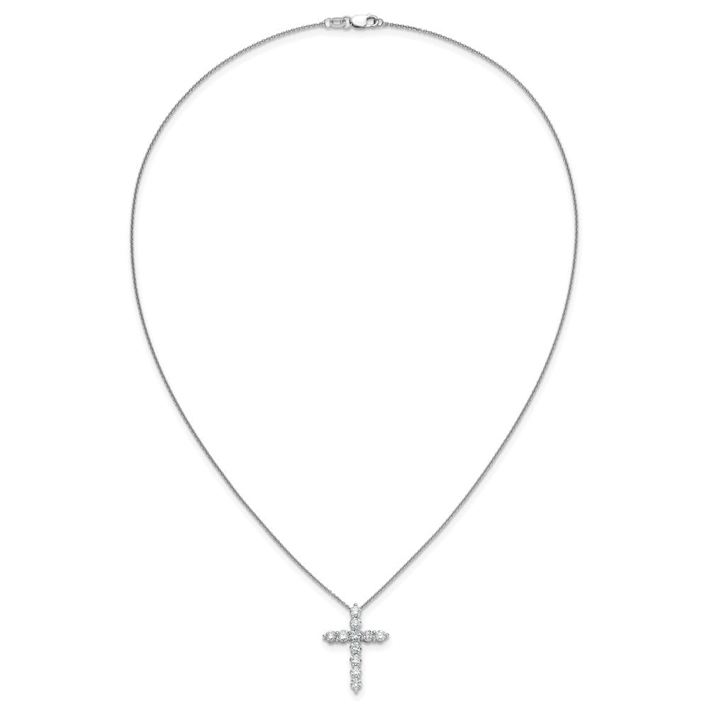 14k White Gold Diamond Cross Necklace