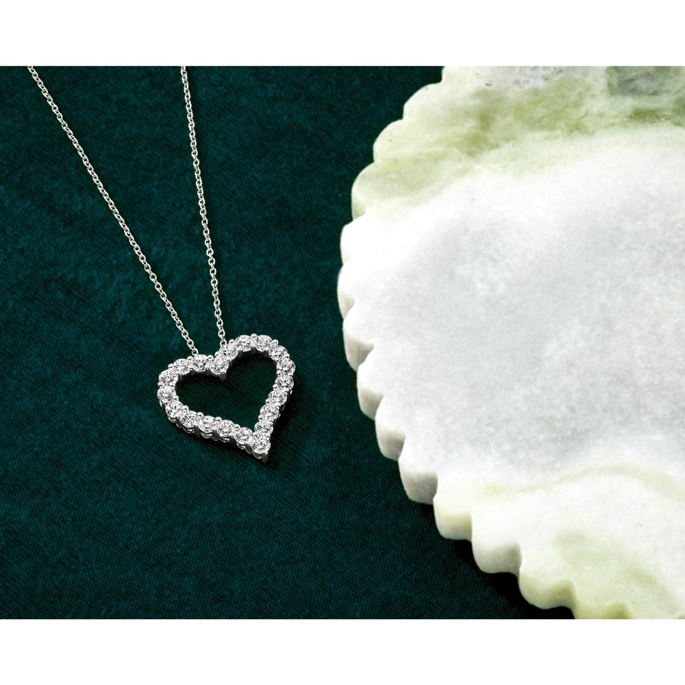14k White Gold Diamond Heart 18 inch Necklace