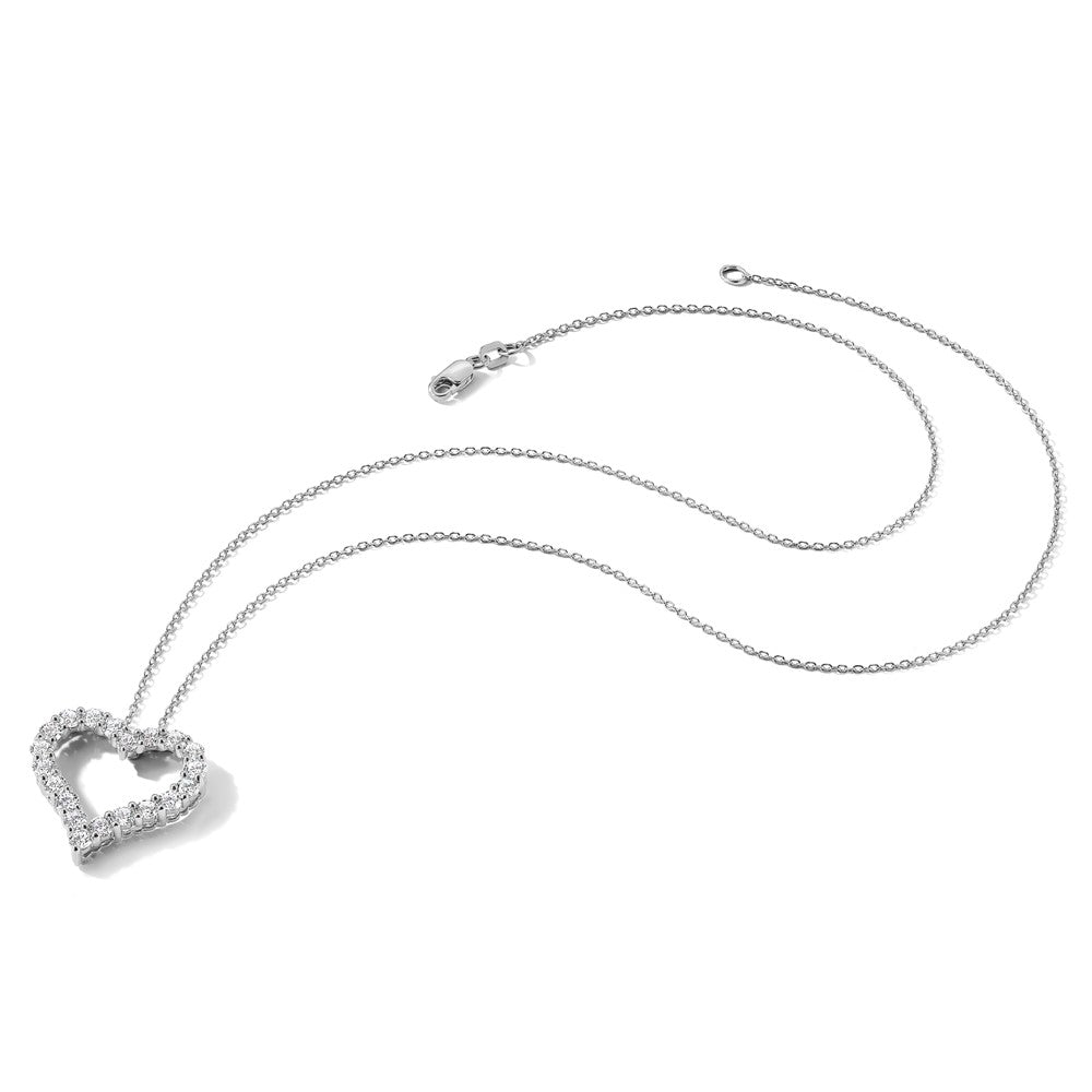 14k White Gold Diamond Heart 18 inch Necklace